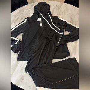 Black Hoodie and Jogger Set with White Accents